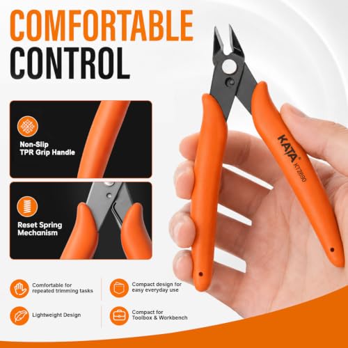 KATA Mini Flush Cutters, 5-Inch Micro Wire Cutters for Jewelry & Model Kits - color: 1 Pack 5" Flush Cutter Orange