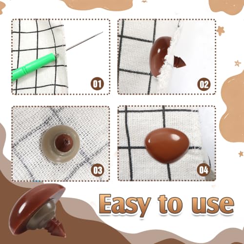 TOAOB 114pcs Brown Safety Noses for Amigurumis Plastic Animals Safety Noses - color: Brown
