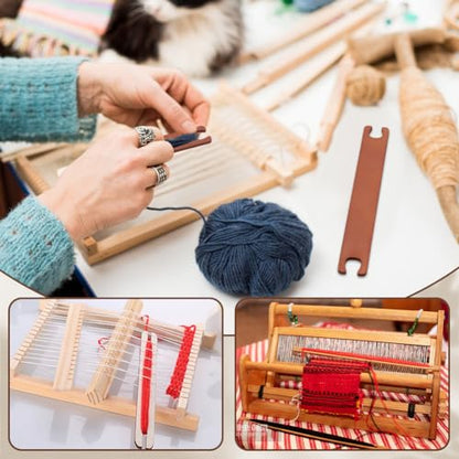 PH PandaHall 4Pcs Wooden Weaving Shuttle Tools Crochet Needle Weaving Loom Crochet Kit Supplies Weaving Sticks Crochet Hook Loom Tools for Sweater Scarf Tapestry Knitted Crafts (Pack of 2) - size: 16mm (Pack of 2)