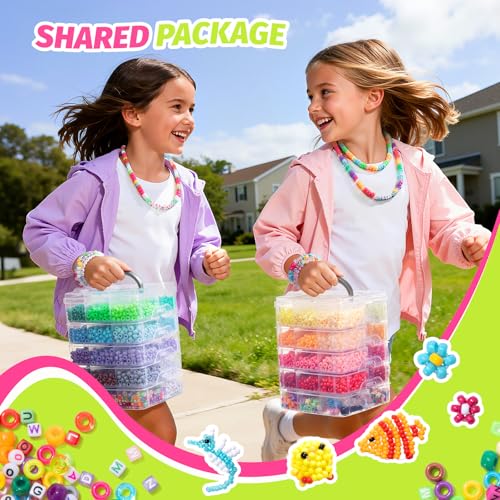 Simetufy 12000Pcs Pony Beads Bracelet Making Kit 48 Colors for Kandi Craft - color: 48colors-12000pcs set