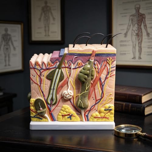 Skin Model, 50X Enlarged Anatomical Model Anatomy for Science Classroom Study Display Teaching Medical Model