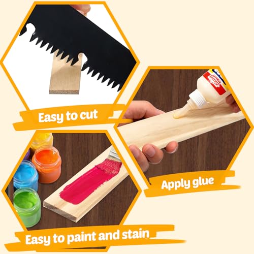 Wood Strips Slats for Crafts, Wood Trim Planks for Wall 1/8"x 3/4" x 15", 20 PCS Flat Wooden Dowels Wooden Sticks for Crafts, Unfinished Pine Lumber Pieces for Crafting, Woodworking Models Making - size: 1/8x3/4x15 in-20 PCS