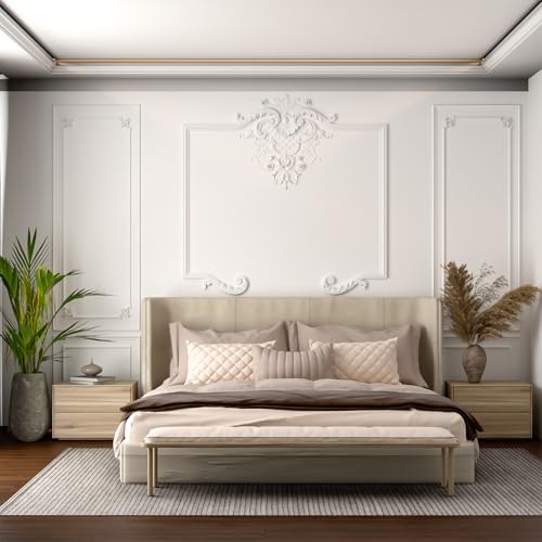 DoubleFill Wall Molding Kit Premade Molding Panel with Corner Accent, Retro - style: Fleur De Lis Style
