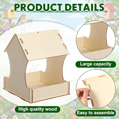 DoubleFill 12 Pack Wooden Bird Feeder Kits, DIY Bird House Kits, Build and Paint Craft for Adults, Unfinished Birdhouse Wood Craft for Educational Fun Art Outdoor Activities Gift