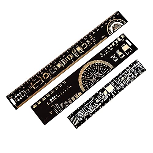 Mayata 3PCS/4PCS 15cm 20cm 25cm 30cm Multifunctional PCB Ruler Measuring Tool Resistor Capacitor Chip IC SMD Diode Transistor Package 180 Degrees (4pcs/lot)