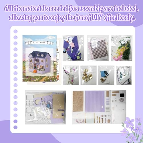 Flever Dollhouse Miniature DIY House Kit Creative Room with Furniture for Romantic Valentine's Gift (Happy House) - color: Happy House
