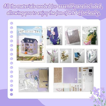 Flever Dollhouse Miniature DIY House Kit Creative Room with Furniture for Romantic Valentine's Gift (Happy House) - color: Happy House