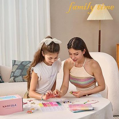XMZCOLA Clay Beads Charm Bracelet Making kit, 12800pcs Pcs 96 Colors 6mm Flat Spacer HEI shi Beads Kits, Crafts Gifts Set for 2026 Christmas Gifts - color: 96 colors