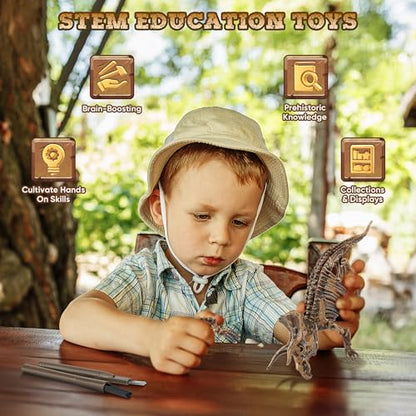 VIBIRIT Dig Up Dinosaurs Skeleton Set,Dinosaur Digging Fossil Kit Model Toys,Excavation Kits for kids5-12year,Educational Realistic Toys for Kids,Boys,Girls - style: Triceratops