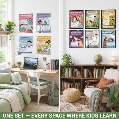 BrightenKidz Science Career Posters, 20 Pack 10x14 STEM Classroom Decor - color: Career in Science