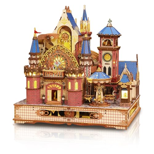 Annecy Castle 3D Wooden Puzzle, Rotating Mechanical Model Kit for Adults