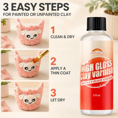 Clay Glaze, Air Dry & Polymer Clay Glaze Sealer & High Gloss Clear Varnish