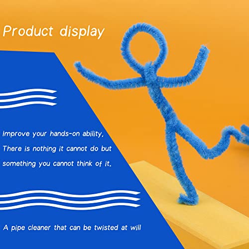 100 Pcs Pipe Cleaners Craft, Lake Blue Pipe Cleaners Bulk, Chenille Stem - color: Lake Blue