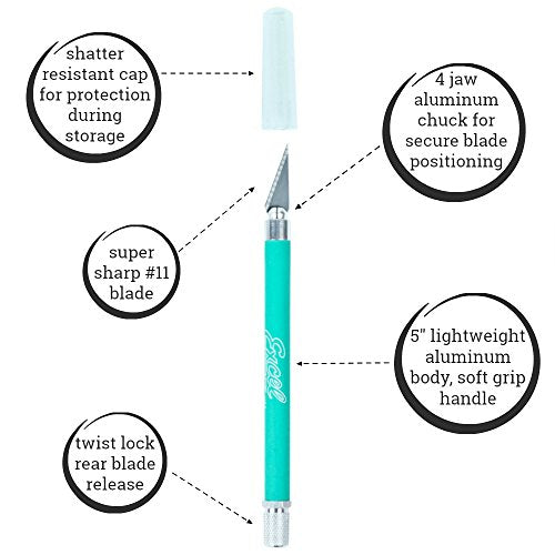 Excel Blades Soft Grip Hobby Knife, K18 with Safety Cap, American Made Light Duty Craft Knife (Green) - color: Green (1)