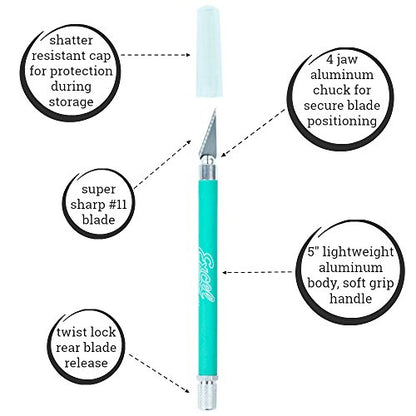 Excel Blades Soft Grip Hobby Knife, K18 with Safety Cap, American Made Light Duty Craft Knife (Green) - color: Green (1)