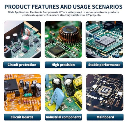 1910Pcs Electronic Component Kit Resistor Electrolytic Capacitor Schottky Diodes LED Diode Transistor Electronics Components Assortment for DIY Project