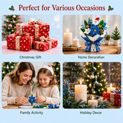 HHSarioneiro 550 Pcs Pipe Cleaner Flower Kit, Complete DIY Flower Bouquet Making Kit, 6 Beautiful Colors, 15 Flower Designs with Step-by-Step Video Tutorials, for Teen Girls and Craft Lovers - color: Blue