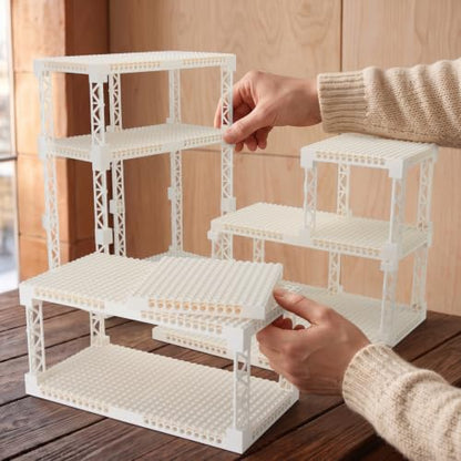18pcs Plates 16x16 with Support Girder Brick Set Multi-Layer Parking Garage - color: White, size: 18 PCS