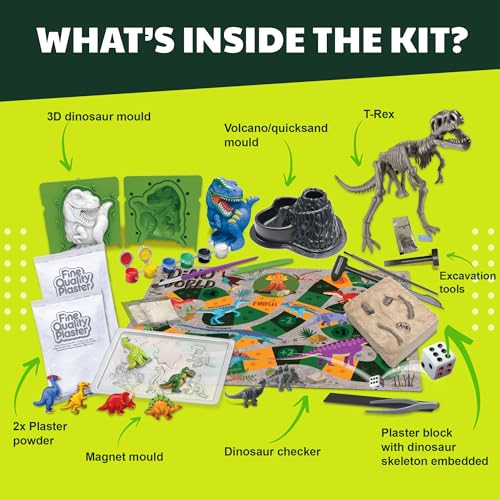 4M | STEAM Dinosaur World Exploration| Hands-On Science Kit with Dinosaur Figures & Fossil Experiments for Kids Ages 5+ - Educational Paleontology Toy Gift - style: Dinosaur World