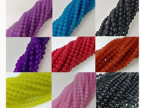 1000PCS 8mm Glass Round Beads Bulk， Imitative Jade Beads, Bracelet Loose Beads for Jewelry Making Earring, Necklaces, and DIY Crafts - size: 8mm Mixed