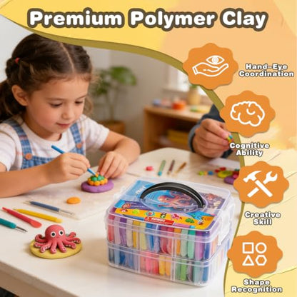 Ixiaoyoo 51 Colors Polymer Clay, Oven Bake DIY Modeling Clay for Kids - color: 51 Colors