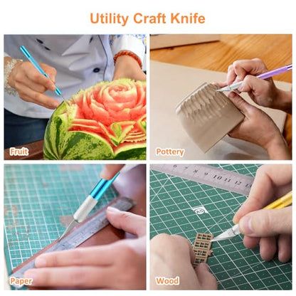 3PCS Craft Knife Hobby Knife Includes 30PCS Spare Exacto Knife Blades #11 and A Ruler, HEADLEY TOOLS Precision Exacto Knife Set Ideal for Crafting, Scrapbooking, Arts, DIY, Stencil, Carving - color: 3 Colors