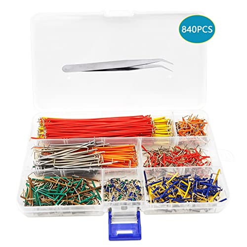 840Pcs Breadboard Jumper Wire kit for Arduino, 14 Vaules, 2 mm/0.08"-125 mm/4.92" Minidodoca U-Shape Magnetic Jumper Wires Assortment kit & 4Pcs 34cm/13.4 inch Length Alligator Clip Test Leads - size: 840pcs Jumper Wires + 4pcs Alligator Clips