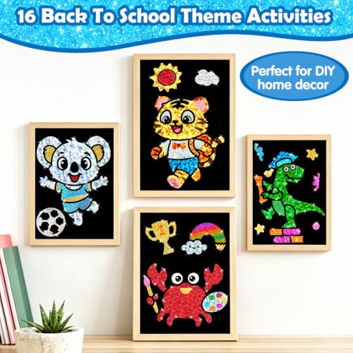 FUNNYB&G Foil Art Craft Kit for Kids, Sparkly Birthday Gift Toy for Boys - style: Happy Back to School