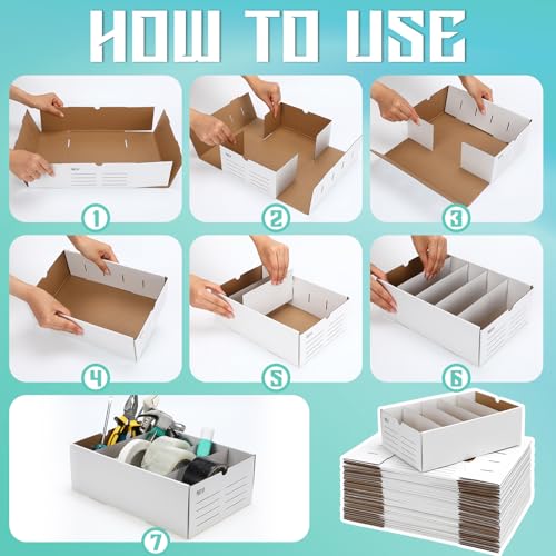 Teenyyou 30 Set Cardboard Parts Bin with Dividers, White, 12 x 8 x 4 Inches - color: White, size: 12 x 8 x 4 Inches