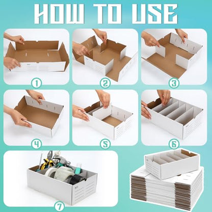 Teenyyou 30 Set Cardboard Parts Bin with Dividers, White, 12 x 8 x 4 Inches - color: White, size: 12 x 8 x 4 Inches