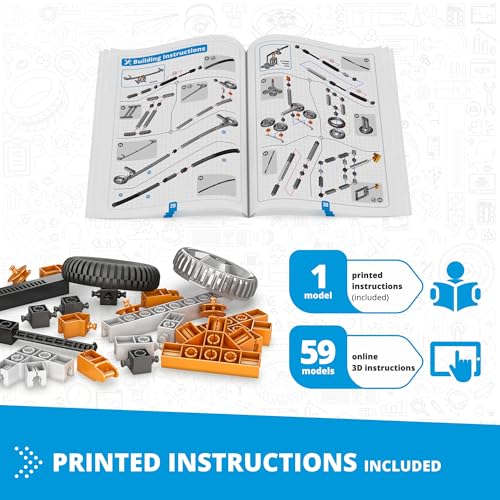 Engino: Discovering STEM - Simple Machines: Mechanisms that Multiply Force - 60 Models, Brick Building Set, Snap-Fit Construction, Experiment, Kids 9+