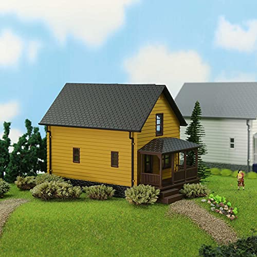 O Scale Christmas Village Model Building 1:50 Residential Modern House Assembled Architectural for Model Train Layout Diorama JZO01 (Yellow) - color: Yellow