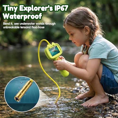 Kids Borescope Camera with Light-STEM Science Educational Toy for 3 4 5 6 7 8 Years Old Boys & Girls Birthday Gift-Discovery & Exploration Flexible Snake Scope Battery - color: Frog