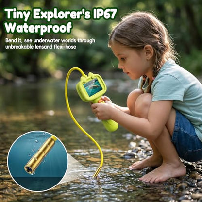 Kids Borescope Camera with Light-STEM Science Educational Toy for 3 4 5 6 7 8 Years Old Boys & Girls Birthday Gift-Discovery & Exploration Flexible Snake Scope Battery - color: Frog