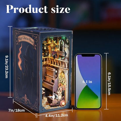 DIY Book Nook Kit Magic - Wizard and Cat Book Nook Kits for Adults, 3D Wooden Puzzle Miniature Fantasy Witch Potion Room Theme Bookshelf Decor, Creative DIY Craft for Teens - style: Magic Collection House