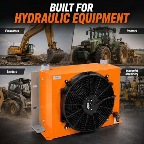 AH1417T-CA Hydraulic Oil Cooler 12V DC 120W Air Oil Cooler with Fan - color: AH1417T-CA Hydraulic Oil Cooler