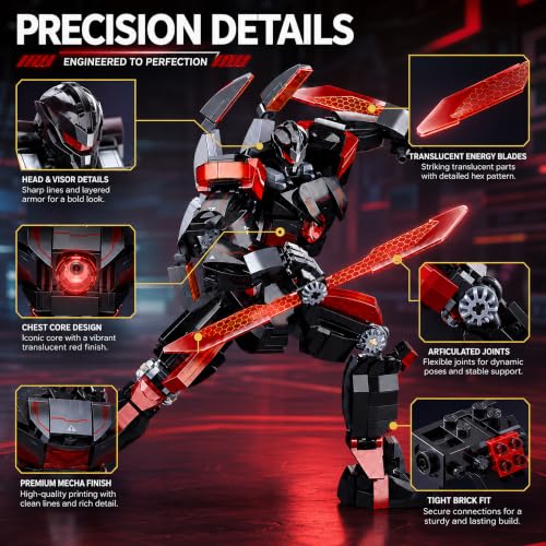 Black Wanderer Mech Building Block Set for Mecha Fans 585 Pcs - style: Black Robot