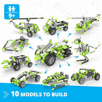 Engino: Inventor Mechanics - 4 Wheeled Extreme Bike - Motorized 10 Model Toy Brick Building Set, Vehicle Speed & Direction Movement, STEM Kit, Kids 9+