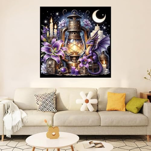 Ekuxom Dragon Diamond Art Kits for Adults-Kerosene lamp Diamond Painting - color: Dragon-3