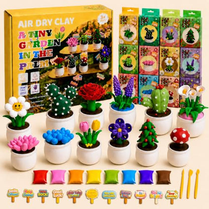 Air Dry Clay Kit for Kids, 12 Plants Modeling Magic Clay Sculpting Tools - color: Colorful Plant Kit