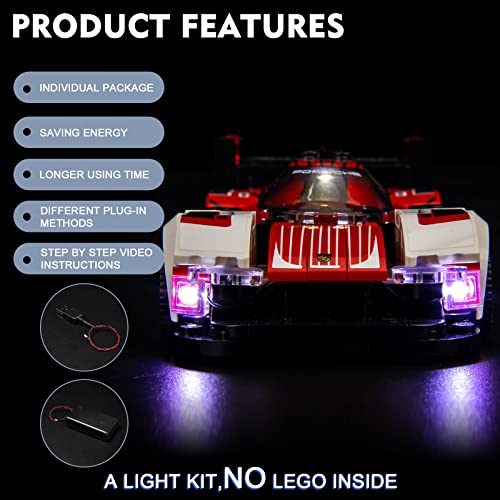 BrickBling LED Lighting Compatible with Lego Speed Champions Porsche 963 76916 Model Car; New 2023 Light kit Compatible with Lego Porsche 963; Light up Your Race Car-No Model - style: 76916 Light