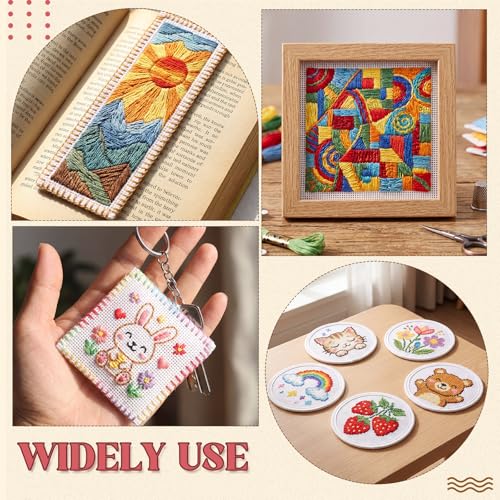 Frienda 28 Pcs Needlepoint Canvas 14 Mesh, 2 Sheets 16x20 Inch White - style: 14 Mesh
