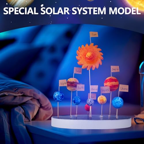 Pllieay Solar System Model Kit, Includes Foam Cylinder, Mixed Sized Foam Balls, Planetary Track Sticker and Bamboo Sticks for Kids School Science Projects - style: Solar System Model Kit