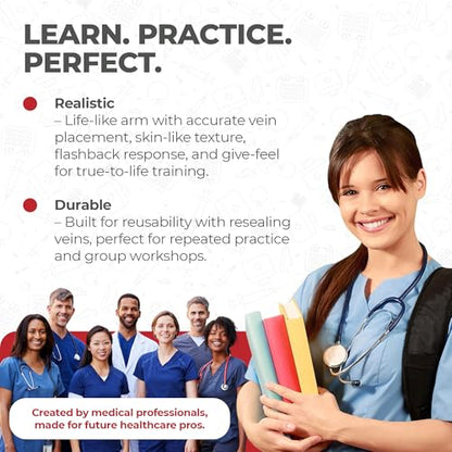 The Apprentice Doctor Phlebotomy Practice Arm Kit with Online Learning – Skill-Building Model Arm for Students, Beginners & Home Study