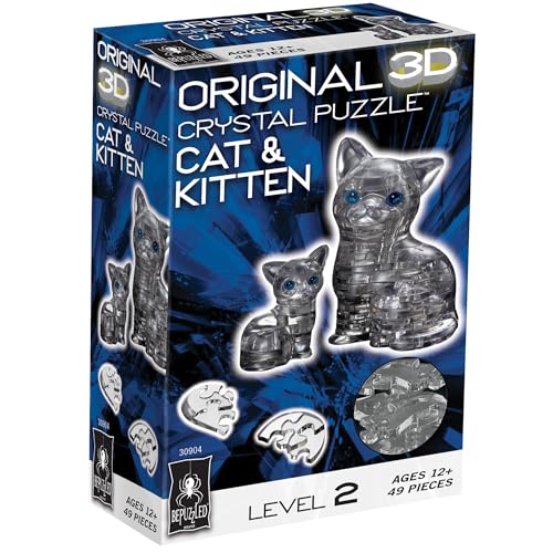 BePuzzled | Cat & Kitten, Original 3D Crystal Puzzle, Ages 12 and Up - color: Cat and Kittens