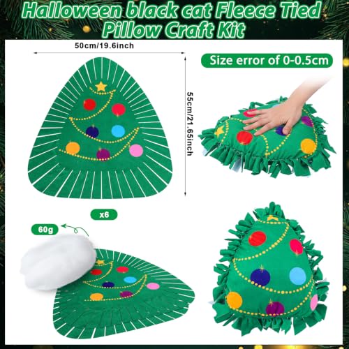 Weysat 6 Sets Christmas Tree Tied Pillow Craft Kit DIY Gifts No Sew Fleece - style: Christmas Tree