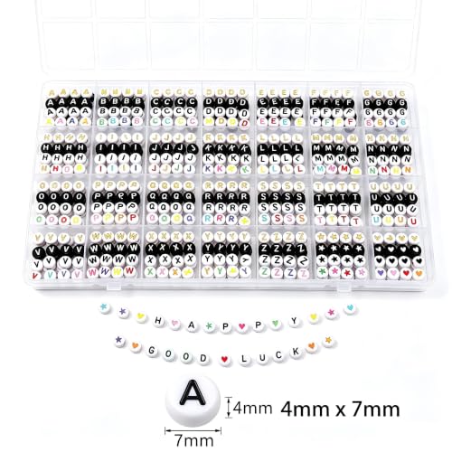 4 Styles 1000 PCS Letter Beads Kit, Alphabet Beads with Star and Heart Beads for Bracelets, DIY Jewelry Making and Craft