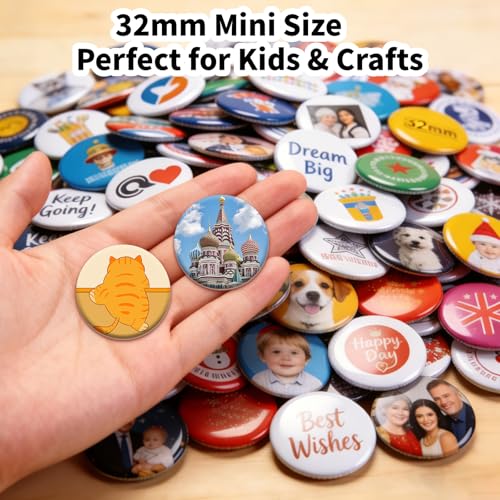 Button Maker Machine 32mm (1.25 in) for DIY Gift,Installation-Free Pin Maker Machine,Button Press Machine with Free 500pcs Button Parts & 100pcs Pictures &Adjustable Circle Cutter(Green) - size: Round 32mm (1.25 inch)