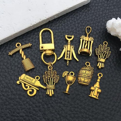 WOCRAFT 60pcs Antique Gold Wine Bracelet Charms for Jewelry Making Sets DIY Necklace Bracelet Keychain Crafting Charms Kit Craft Supplies (SN870) - color: Antique Gold, size: Wine Charms