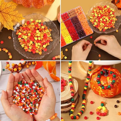 2480pcs Thanksgiving Fall Polymer Clay Beads Charms Friendship Bracelet Necklace Earring Jewelry Making kit, Accessories for Arts Crafts DIY Gifts for Women Girls - color: A5#Thanksgiving Fall